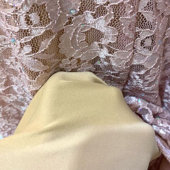 Jovani Blush Pink Embellished Prom Gown Fitted V-Neck Lace Evening Dress 0 - Picture 8 of 10